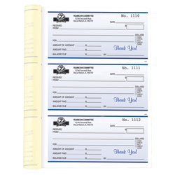 Custom Carbonless Business Forms, Pre-Formatted 2-Part Receipt Books, 6 1/2" x 8 1/2", White/Canary, 252 Sets Per Book, Box Of 2