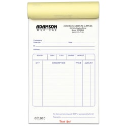 Custom Pre-Formatted 2-Part Business Forms, Multi-Purpose Sales Book, 5 1/2" x 8 1/2", White/Canary, 50 Sets Per Book, Box Of 10 Books