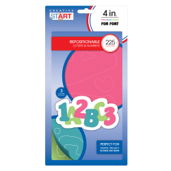 Creative Start® Vinyl Peel & Stick Letters And Numbers, 4", Block, Pink/Blue/Green, Pack Of 225