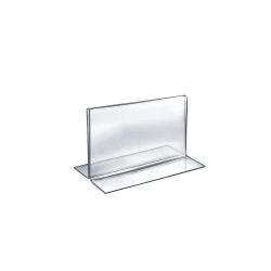 Azar Displays Double-Foot Acrylic Sign Holders, 5" x 7", Clear, Pack Of 10