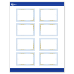 Avery® Print-To-The-Edge Tags With Sure Feed® Technology, S00-DMM-PRMWT10, Rectangle, 2" x 3", Matte White, Preprinted Blue Border with Gold Dots Design, Pack Of 80