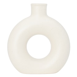 Anji Mountain Donut Vase, 8-1/2"H x 8"W x 2-1/2"D, White