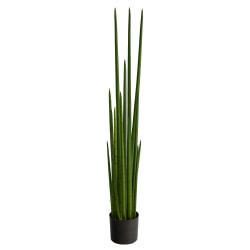 Nearly Natural Sansevieria Snake 60"H Artificial Plant With Planter, 60"H x 9"W x 9"D, Green/Black