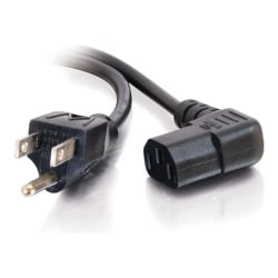 C2G 10ft 18 AWG Universal Right Angle Power Cord (NEMA 5-15P to IEC320C13R) - Power cable - TAA Compliant - NEMA 5-15 (M) to IEC 60320 C13 - 10 ft - 90° connector, molded - black