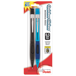 Pentel® Quicker Clicker™ Mechanical Pencil, 0.5mm, #2 Lead, Assorted Barrel, Pack Of 2