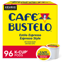Keurig® Café Bustelo® Single-Serve Pods, Espresso Roast, Classic, Box Of 24 Pods, Case Of 4 Boxes