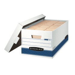 Bankers Box® Stor/File™ Medium-Duty Storage Boxes, Letter Size, 24" x 12" x 10", White/Blue, Case Of 12 - 00701