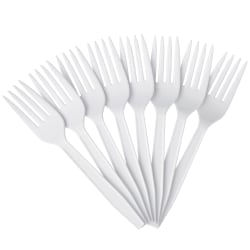 Highmark® Plastic Utensils, Medium-Size Forks, White, Box Of 1,000 Forks
