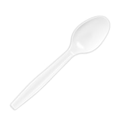 Highmark® Plastic Utensils, Medium-Size Spoons, White, Box Of 1,000 Spoons