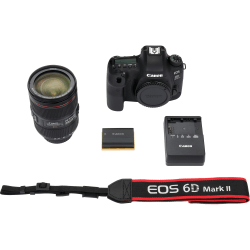 Canon EOS 6D Mark II 26.2 Megapixel Digital SLR Camera with Lens - 0.94" - 4.13" - Autofocus - 3" Touchscreen LCD - 4.4x Optical Zoom - Digital (IS) - 6240 x 4160 Image - 1920 x 1080 Video - HD Movie Mode - Wireless LAN