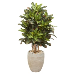 Nearly Natural Croton 42"H Artificial Plant With Planter, 42"H x 22"W x 22"D, Green/Sand