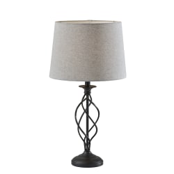 Adesso Darcy Table Lamp, 26"H, Gray Herringbone Shade/Black Base