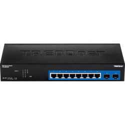 TRENDnet 8 Port Gigabit Web Smart Switch, 10/100/1000 Mbps, SFP, rack mountable, fanless - 8 Ports - Manageable - 2 Layer Supported - 1U High - Rack-mountable - Lifetime Limited Warranty