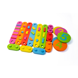Bintiva Wood Obstacle Course Balance Path With Numbers, 17 Pieces