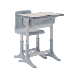 Linon Storey Child's Adjustable Desk And Chair Set, Gray