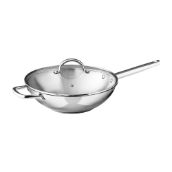 Bergner Stainless-Steel Nonstick Stir Fry Pan With Lid, 12"