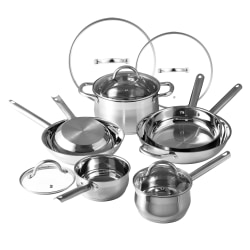 Bergner 12-Piece Stainless Steel Non-Stick Cookware Set, Silver