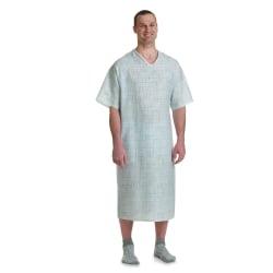 Medline Angle Back And Tie-Side Print Gowns, Spectrum Blue, Pack Of 12