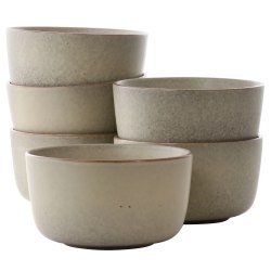 Our Table Landon 6-Piece Round Stoneware Bowl Set, 5-1/2", Toast