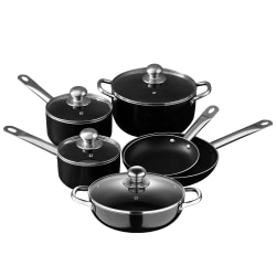 Bergner 10-Piece Aluminum Non-Stick Cookware Set, Black