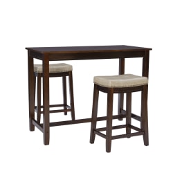 Linon Walker 3-Piece Counter Set, 36"H x 47-1/4"W x 23-1/4"D, Brown/Beige