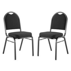 National Public Seating 9200 Series: Dome-Back Padded Premium Fabric Upholstered Banquet Stack Chair, Ebony Black Seat/Black Sandtex Frame, Quantity: 2