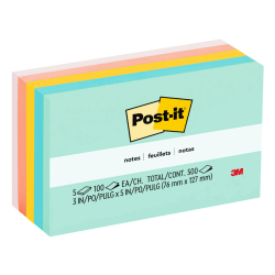 Post-it® Notes, 5 Pads, 3 in x 5 in, Clean Removal, School Supplies and Office Products, Sticky Notes  - 655AST