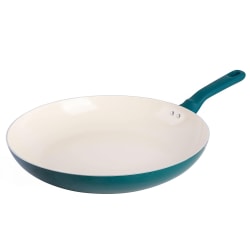 Spice By Tia Mowry Healthy Aluminum Ceramic Nonstick Skillet With Bakelite Handle, 12", Teal