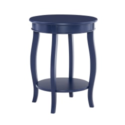 Powell Nora Round Side Table With Shelf, 24"H x 18"W x 18"D, Navy