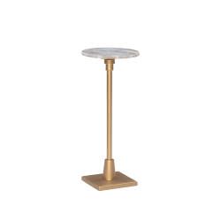 Powell Noyes Adjustable Drink Table, 30"H x 10-1/2"W x 10-1/2"D, Gold/Sandy Marble