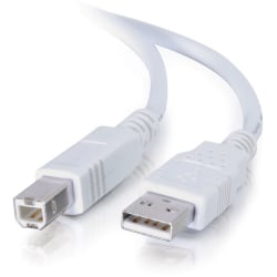 C2G 6.6ft USB to USB B Cable - USB A to USB B - USB 2.0 - White - M/M - USB cable - USB (M) to USB Type B (M) - USB 2.0 - 6.6 ft - white