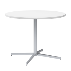 Bush Business Furniture 42-inch Round Conference Table with Metal Base, White/Cool Gray Metallic, Standard Delivery