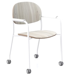 KFI Studios Tioga Guest Chair With Arms And Casters, Ash/White