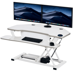 VersaDesk Power Pro Corner Push-Button Electric Height-Adjustable Sit-to-Stand Desk Riser, White