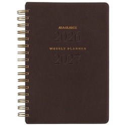AT-A-GLANCE® Signature Collection Academic 2026-2027 Weekly Monthly Planner, Brown, Small, 5" x 8"