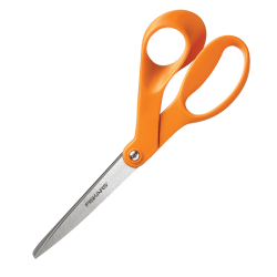 Fiskars® Our Finest Contoured Scissors, 8", Bent, Orange