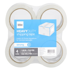 Office Depot® Brand Heavy Duty Shipping Packing Tape, 1.89" x 70.8 Yd, Crystal Clear, Pack Of 4 Rolls