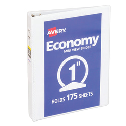 Avery® Economy 3-Ring Binder, 1" Round Rings, White