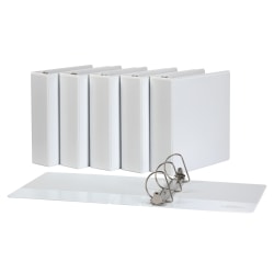 Office Depot® Brand Durable D-Ring View Binders, 3" Rings, White, Pack Of 6 Binders