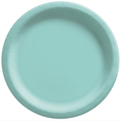 Amscan Round Paper Plates, Robin’s Egg Blue, 6-3/4", 50 Plates Per Pack, Case Of 4 Packs