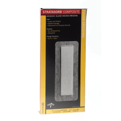 Medline Stratasorb Composite Island Dressings, 4" x 10", White, Box Of 10