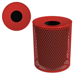 Leisure Craft Expanded Metal Outdoor Receptacle, 32-Gallon, Red