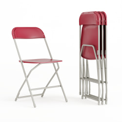 Flash Furniture Hercules Series Folding Chairs, Red/Gray, Pack Of 4 Chairs