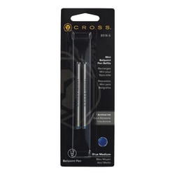 Cross® Mini Ballpoint Pen Refills, Medium Point, 0.8 mm, Blue Ink, Pack Of 2