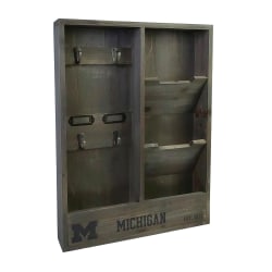 Imperial NCAA Wall Mounted Wood Organizer, 19"H x 14-1/4"W x 2-3/4"D, University Of Michigan