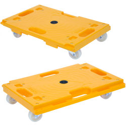 Mount-It! MI-928 Plastic Small Platform Mover Dollies, 3-1/4"H x 16-1/4"W x 11"D, Yellow, Pack Of 2 Dollies