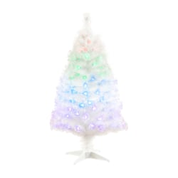 Nearly Natural Pine 48"H Artificial Fiber Optic Christmas Tree With LED Lights, 48"H x 24"W x 24"D, White