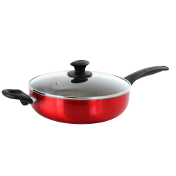 Oster Merrion Aluminum Nonstick Sauté Pan With Lid, 3.5 Qt, Red