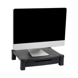 Mind Reader Anchor Collection Monitor Stand With Drawer, 4"H x 12-1/4"W x 17-1/3"D, Black