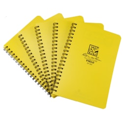 Rite in the Rain No. 353 All-Weather Spiral notebooks, Side, 4-5/8" x 7", 64 Pages (32 Sheets), Yellow, Pack Of 12 notebooks